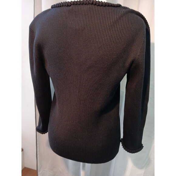 Vtg Ralph Lauren Sweater Womens Black Label Silk Blend Ribbed Knit L - Picture 5 of 10